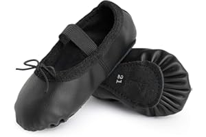 Bezioner Chaussures de Danse Cuir Demi Pointe Pantoufle de Ballet Ballerine Chausson de Gymnastique pour Enfants et Femme