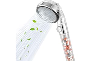 VOOLAN Soffione Doccia Portatile Filtrato con Interruttore ON/OFF, Filtro per Soffione Doccia ad Alta Pressione con 3 Impostazioni di Spruzzo per Acqua Dura/Pelle e Capelli Secchi