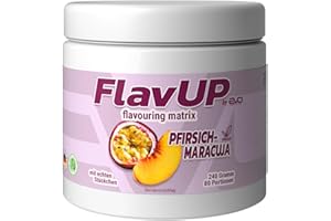 ‎EVO SPORTS FUEL EVO SPORTS FUEL FlavUp Flavour pulver | Pfirsich-Maracuja | 240g | Geschmackspulver zum Süßen | ohne viel Zucker und Kalorien | geprüfte Qualität | Made in Germany (1er Pack)