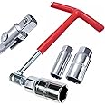 MKB Spark Plug Socket Wrench Set Red T-Handle Stainless Steel Silicone Spark Plug Removal Wrench Tool 16mm and 21mm - Flexible Spanner Spark Plug Wrench Fastening & Demolition