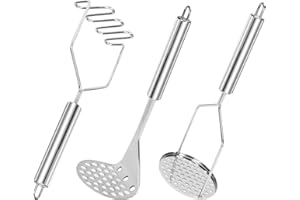 VirtuGro 3 Pezzi Schiacciapatate Acciaio Inox con Manico Ergonomico Schiaccia Patate Cucina Schiacciapatate Professionale Manuale per Purè di Patate Avocado Carote Alimenti per I'infanzia