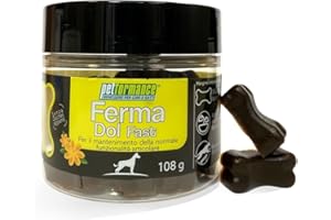 PETFORMANCE BENESSERE PER CANI E GATTI FermaDol Fast - Comode Gelatine a forma di Osso - Supporta la Normale Funzionalità Articolare in Caso di Stress Conseguente ad Età Avanzata ed Intenso Esercizio Fisico - 1 Barattolo da 18 Gelatine