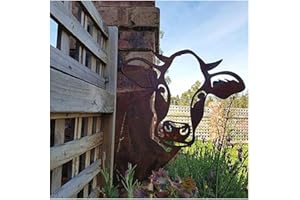 CCWORAN Métal Vache Jardin Ornements pour Clôtures Décorations en Plein Air Maison Vache Animaux Jardin Décor Sculptures Rouillé Fonte Silhouettes Arbre Cour Mur Art Cadeau Cow1