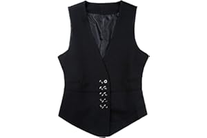 CHICTRY Gilet Elegante da Donna Attillato Panciotto Aderente Basic V-Collo Top Corto con Bottoni Smanicato Gentile Waistcoat Stile Business Uniforme Cameriera in Nero Rosso