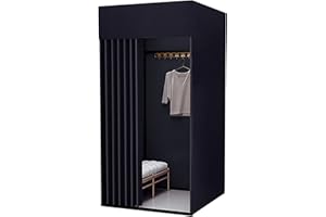 LANBENT Vestuario para tienda de ropa, vestidor portátil temporal móvil de privacidad plegable, soporte de exhibición simple, para centro comercial y oficina, 200 x 100 x 100 cm (negro)
