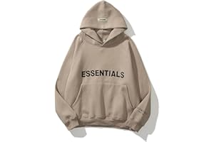 COLOLUCK Essentials Hoodie, 3D Letters Pasted Double Line Hip Hop Couples Pullover Sportswear, Unisex Fleece Hoodie (Color : 1, Size : L)