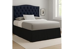 Laam linen Easy Care Plain Dyed Polycotton Pleated Base Valance Sheet Hotel Quality Bedding Sets (Black, Single)