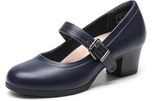 DREAM PAIRS Mary Janes Pumps Scarpe Eleganti con Tacco Alto e Spesso Scarpe con Tacco Spesso per Donna