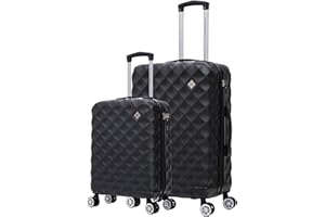Preston Morgan Cabin+Medium Suitcase 2Pc Luggage Set Hard Shell and Lightweight with 4 Dual Spinner Wheels and Built in TSA Lock (Black)