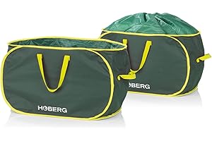 ‎HOBERG Hoberg Gartenabfalltaschen | 2x große Gartensäcke 333L mit Griffen | Selbststehende, verschließbare & faltbare Laubsäcke | Ideal für Laub & Gartenabfälle | Aus stabilem & wasserabweisendem Polyester