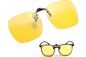 TEASTEAM Clip Lunettes Conduite de Nuit Surlunettes de Soleil avec Verres Jaunes HD Anti Eblouissement Conduite Lunette Vision Nocturne pour Hommes Femmes Réduit la Fatigue Oculaire Léger et Confortable