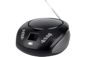 ByronStatics Portable Boombox CD Player with Bluetooth, DAB CD FM Boombox, Color Display, 1W RMS x 2 Speaker, 3.5mm AUX in Jack, LCD Display, AC DC Operated Black