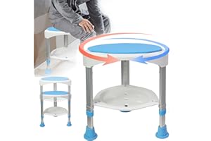 LZQ Duschhocker Duschstuhl Badhocker 360° Drehbar Badsitz und 45-57cm Höhenverstellbar Anti-Rutsch Duschhilfe für Senioren Schwangere