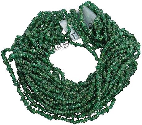 Ratnagarbha Natural Green Aventurine Gemstone uncut chips nuggets beads, 34 inch length, dark green color, wholesale price, Prepared exclusively by