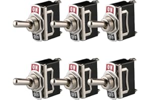 Gebildet Interrupteur à Bascule 12V-24V-48V-110V/10A, 220V-230V/6A, SPST ON/OFF 2 Positions 2 Broches, pour Voiture Tableau de Bord Lumière (Pack de 6, Noir)