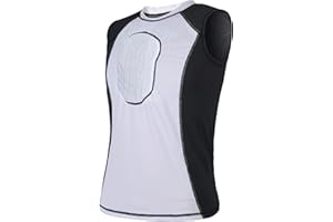 TUOY Padded Sleeveless Shirt Heart Guard Chest Sternum Protector Compression Protective Shirt for Scrum Football Baseball Paintball Goalies S