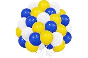 EITOLO Yellow Blue White Balloons, 30 Pack 12 Inch Matte Yellow Blue and White Balloon Helium Latex Balloons for Birthday Baby Shower Wedding Bridal Engagement Anniversary Party Decorations