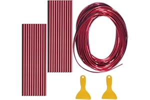 10m de bandes décoratives pour l'intérieur de la voiture et 20 pièces de bandes décoratives pour la climatisation de la voiture, DaKuan Styling Dashboard Decorative, Car Interior Accessories (Red)