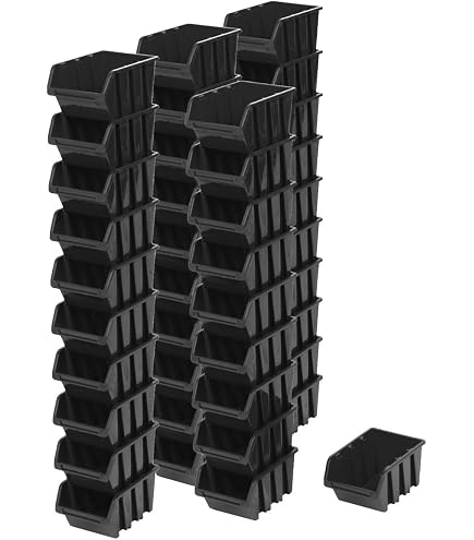 Hünersdorff Lot De 12 Boîtes De Rangement Empilables - Polypropylène Bleu - Pour Outils, Petites Pièces - Taille 4