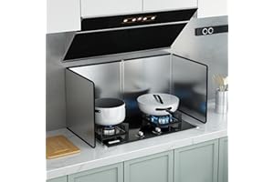 KorsiKato Protector antisalpicaduras de cocina, plegable, de acero inoxidable, a prueba de salpicaduras, resistente al calor y al agua, duradero, fácil de limpiar (50 x 80 x 45 cm)