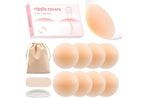 Septeamay Samoprzylepne nakładki na sutki klasy premium, cienkie samoprzylepne podkładki na sutki [8 cm), nadają się do prania i wielokrotnego użytku, hipoalergiczna ochrona brodawek sutkowych