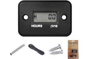 Yooreal Digital Inductive Hour Meter étanche IP68, fonctionne sur divers de ZTR/Riding Lawn Mower Land Trimmer UTV Brush Cutter Tractor ATV Boat Outboard Motor Dirt Bike Motorcycle. (HM006A Noir)