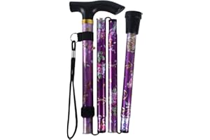 SPDYCESS Bâtons de Marche Pliable Aluminium, Fleurs à Motifs Canne de Randonnée Réglable, Léger Voyage Baton Poignée Ergonomique Antidérapante pour Femmes Hommes
