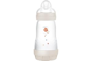 MAM Easy Start Anti-Colic Baby Bottle (260 ml) | 0+ Mon | Babyflasche mit Bodenventil | 94% Akzeptanz | 96% Hebammen-Empfehlung | 80% weniger Koliken | Robbe/beige/cotton