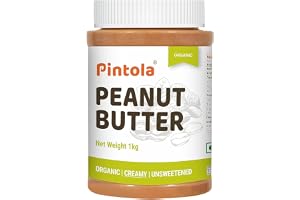 PINTOLA Organic Unsweetened Peanut Butter, Creamy 1kg | Just 100% Certified Organic Peanuts | 30g Protein/100g | 0% Added Sugar and 0% Salt