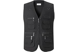 Luckyone Herren Sommer Outdoor Weste Hundeweste mit Vielen Taschen Multifunktionsweste Für Jagd Angeln Camping Ärmellos Jacke Fotografie Wandern Weste