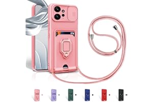 Aithne Funda con Cuerda para Xiaomi Redmi Note 12 4G Case con Ranura para Tarjetas,360 Anillo función de Soporte Cubierta -Pink