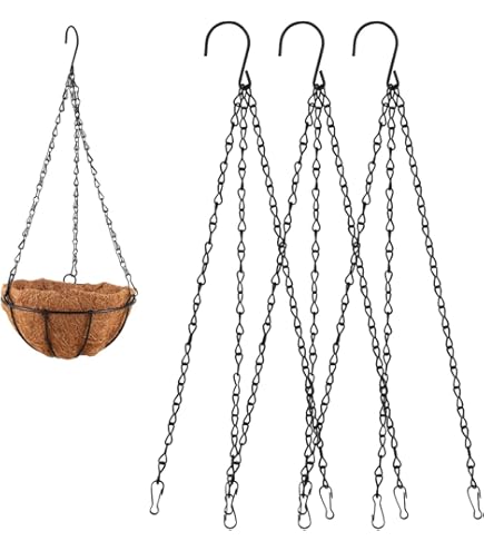 HONGECB Nero Metallo Catena Sospesa, Ganci per Appendere la Catena, Catena Appesa per Vaso di Fiori, Catena per Cesto Appeso Ricambio, per Mangiatoie Uccelli Lanterne Campanelli Eolici, 50 cm/9 pezzi