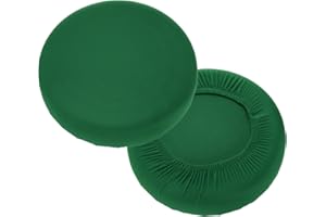 sourcing map 2 Pack Stool Covers Round, 11-15 Inch Bar Stool Covers Washable Dustproof Slipcover Seat Cushion with Elastic for Bar Kitchen Living Room Decor, Dark Green