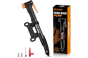 West Biking Bike Pump, 120PSI Automatic Switching Presta & Schrader Valve Bicycle Pump, Portable Frame Mounted Bike Tyre Pump, Fast Tyre Inflation Mini Bike Pump for Mountain Road Bike, Ball etc.