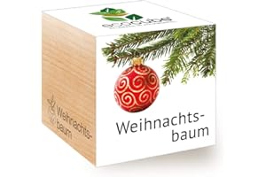 Feel Green Ecocube Weihnachtsbaum/Xmas Tree, Nachhaltige Geschenkidee (100% eco friendly), Grow Your Own/Anzuchtset, Pflanzen Im Holzwürfel, Made in Austria