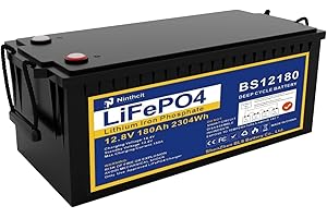‎NINTHCIT LiFePO4 12.8V 180Ah LiFePO4 wiederaufladbare Lithiumbatterie 180Ah, 8000 Zyklen Max. 2304Wh Ausgang LiFePO4 Batterie für Wohnmobile, Camping, Solars, Off-Output Grid