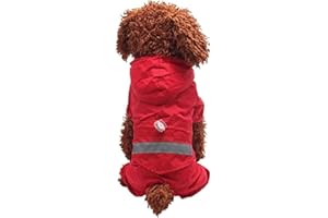Ducomi Animal House – Impermeable Perro Talla Pequeña y Media – Capa de Lluvia para Perros con Cierre de Botones Clip y Capucha – Abrigo con Banda Reflectante de Seguridad (XL, Red)