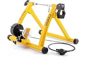 CXWXC Bike Trainer, Magnetic Bicycle Stationary Stand for Indoor Exercise Riding, 26-29" & 700C Wheels, Quick Release Skewer & Front Wheel Riser Block Included