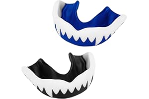 sinzau, 2 scatole paradenti, per adulti e bambini, paradenti con scatola igienica, per MMA arti marziali, adulti, bianco e nero e blu e bianco