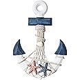 Mediterranean Style Anchor Hanging Ornament for Nautical Beach Restaurants and Bedroom Wall Decoration - Wooden Craft