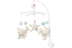 Fehn Musik Mobile Meereskinder - Baby Einschlafhilfe Musikspielzeug - Spieluhr Melodie "Schlaf Kindlein Schlaf" - Musikmobile Babybett Zubehör Spielzeug für Babys und Neugeborene von 0–5 Monaten