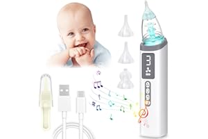 AGARELE Nasensauger Baby Elektrisch, Wiederaufladbar Nasenreiniger mit 3 Saugstufen und 3 Silikondüsen, Nasensauger Baby Staubsauger mit Musik und Licht Beruhigender Funktion für Neugeborene, Kleinkinder