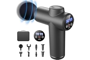 Bizcasa Pistola de Masaje Muscular,99 Velocidades,8 Cabezales de Masaje,Pantalla LCD Táctil 29900rpm,con Tipo-C y caja dealmacenamiento,Masajeador de Músculos para Aliviar el Dolor Muscular (Gris)