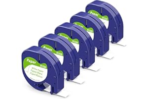 Aken 91220 Paper White Nastro per Etichette Compatibile con Dymo Letratag Nastro 12mm x 4m, Nero su Bianco Cartucce Compatibile con Dymo Letratag LT-100T LT-100H 200B XR Etichettatrice