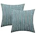 Produktbild Yeiotsy 2 Stück, Modernes Gestreift Überwurf Kissenbezug 18 x 18 Couch Kissen Muscheln Chenille Japanisch 18 X 18 inches blaugrün
