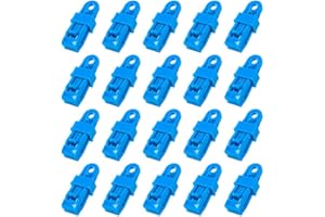 AIDNTBEO Lot de 20 pinces de verrouillage réglables et résistantes, clips en plastique réutilisables pour bâche d'auvent et bâches d'ombrage, bleu