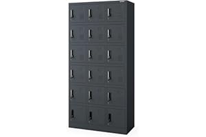 ‎JAN NOWAK Jan Nowak Umkleideschrank 3B6A Fächerschrank Schließfachschrank mit 18 Fächern Metall Pulverbeschichtung 185 cm x 90 cm x 40 cm (H x B x T) (Anthrazit)