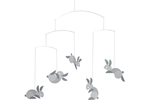 FLENSTED MOBILES Flensted Mobile circulaire Bunnies - En acier - Gris/blanc - 50 x 54 cm