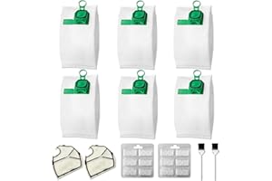 Ruucy 6 Pezzi Sacchetti Folletto per VK140 VK150 FP140 FP150-6 Ricambi Sacchi FP140, 2 Filtri Motore, 2 Spazzole Pulite, 12 Profumi, Kit di Accessori per Vorwerk Kobold Aspirapolvere