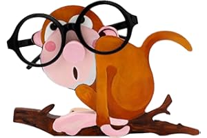 tinysiry Wooden Sunglasses Organizer Heavy Duty Sunglasses Rack Holder Non-slip Glasses Frame Shelf Showcase, Cute Animal Glasses Rack Display Organizer Monkey